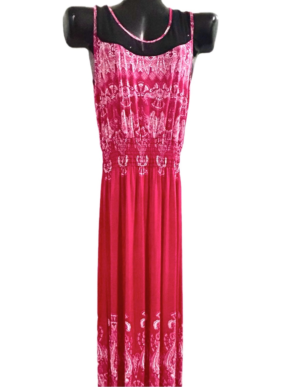 Sleeveless Pink Patterned Maxi Dress